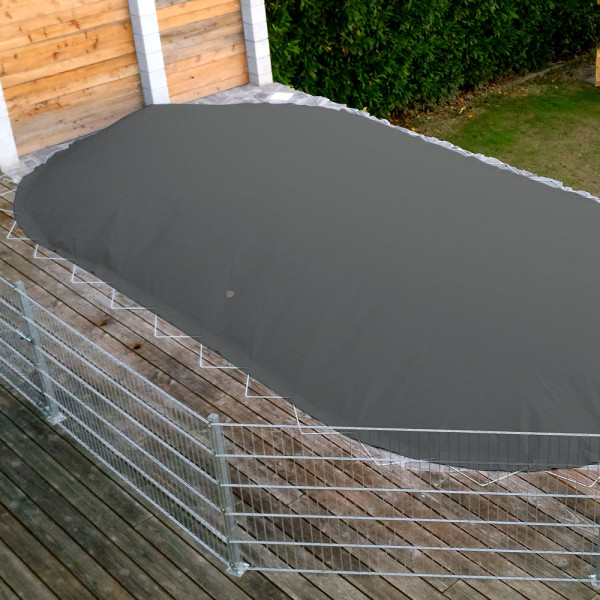 Poolabdeckung MTH Air Protect UNI anthrazit 6,30 x 3,60 m | Oval-/Achtform | Mit Seil