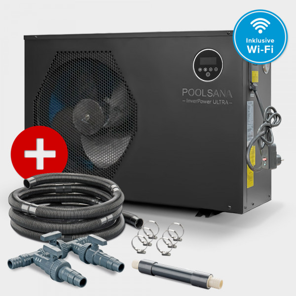 Pool Full-Inverter-Wärmepumpe POOLSANA InverPOWER ULTRA 9 + Anschluss-Set 38 mm