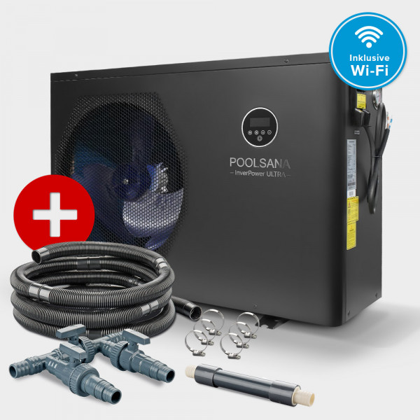 Pool Full-Inverter-Wärmepumpe POOLSANA InverPOWER ULTRA 21 + Anschluss-Set 38 mm