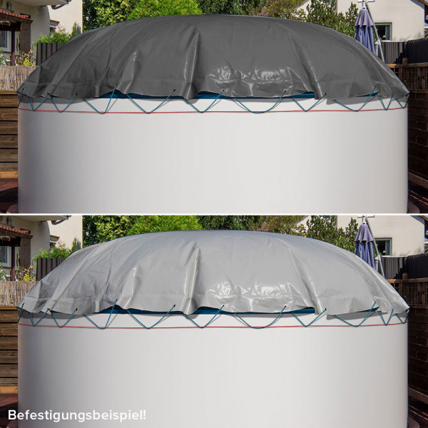 MTH Poolabdeckung Air Protect Bicolor für Rundpools | Anthrazit/Hellgrau | Seil + 2 Ventile